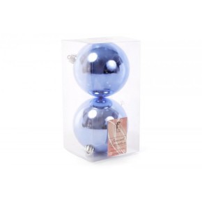 Набір ялинкових кульок 10 см, 2 штуки, колір - місячний синій глянець (147-915)