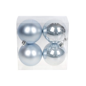 Набір ялинкових кульок 8 см, колір зимове небо, 4 штуки: 2 штуки - матовий, 2 штуки - перламутр (147-805)