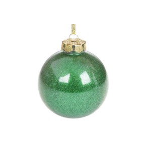 Елочный шар 8 см, цвет - зеленый с глиттером внутри (898-227)