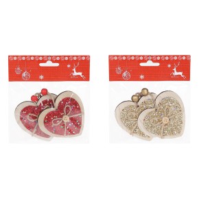 Набор (2 штуки) новогодних украшений Сердце, 7,5 см, 2 вида (781-382)