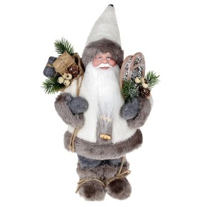 Новогодняя декоративная игрушка Санта, 30 см, цвет - серый (NY14-510)