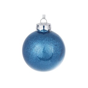 Ялинкова куля 8 см з глітером всередині, колір - синій (898-288)