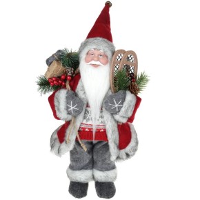 Новогодняя декоративная игрушка Санта, 30 см, цвет - серый с красным (NY14-511)