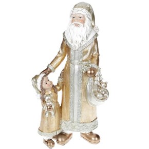Декоративна статуетка Санта з дитиною, 35 см, колір - золотий (218-902)