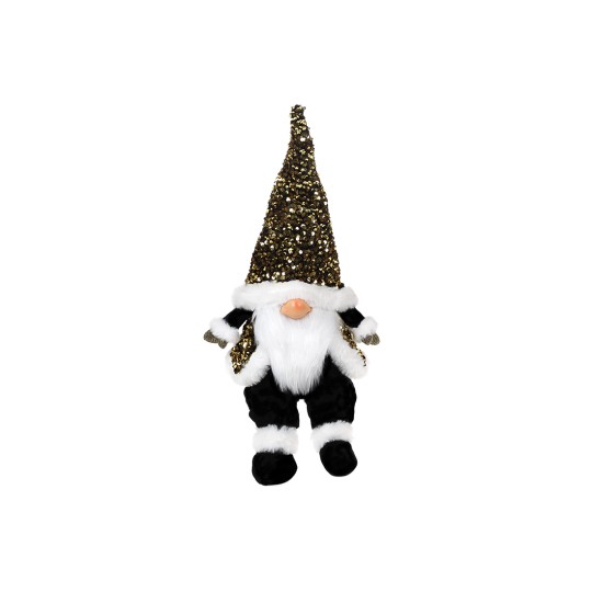 Мягкая игрушка Сидячий Гном, 64см, цвет - черно-белый в пайетках (877-098)