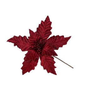 Декоративный цветок Пуансетия 24 см, цвет – бургунди (807-020)