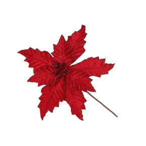 Декоративный цветок Пуансетия 24 см, цвет – красный (807-021)