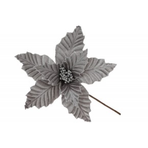 Декоративна квітка Пуансетія 24 см, колір - сріблясто-сірий (807-318)