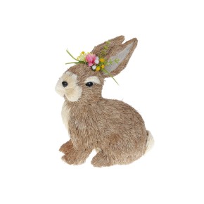 Декоративна пасхальна фігура Кролик з квітами, 31 см NY27-915