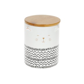 Банка керамічна 600мл з бамбуковою кришкою The Cat, колір-білий (304-949)