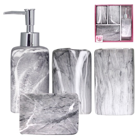 Набор 4 предмета Гранит (мыльница, подставка для зубных щеток, стакан, диспенсер для мыла) (888-06-021)