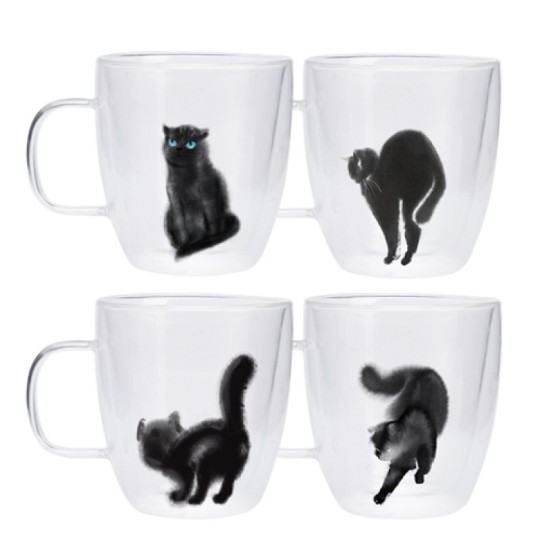 Чашка з подвійною стінкою 400мл Black cat 201-21