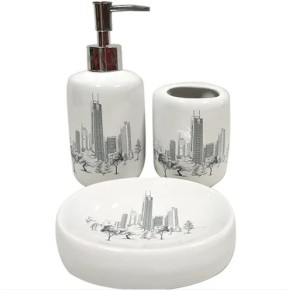 Набор 3 предмета Город (мыльница, подставка для зубных щеток, диспенсер для мыла) 889-06-005