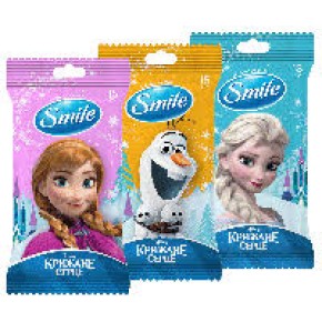 Серветка волога SMILE "Frozen" mix WHITE з єврослотом 15 шт (52шт/ящ)