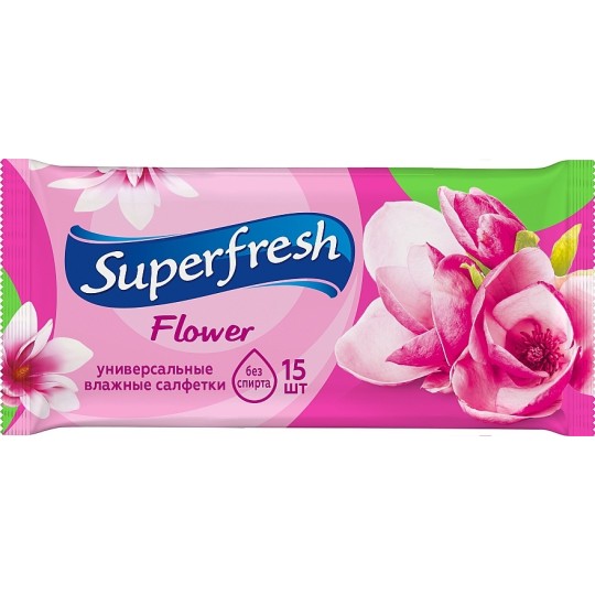 Серветка волога Super Fresh FLOWER 15шт