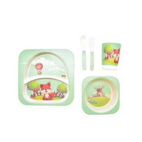 Посуд дитячий бамбук "Лисиця" 5 предметів/набір (2тарілки, виделка, ложка, склянка) MH-2770-19 (MPH029625)
