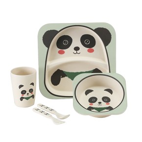 Посуд дитячий бамбук "Панда" 5предмета /набір (2тарілки, виделка, ложка, склянка) MH-2770-7 (MPH027120)