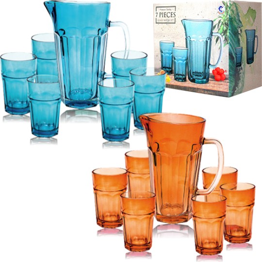 Набор 7 предметов (графин 1,2л+6 стаканов 320мл) 2 цвета микс 9448