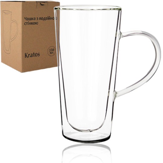 Чашка з подвійною стінкою конус 350мл Kratos 201-5