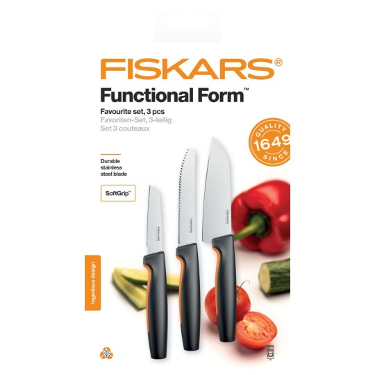 Набір кухонних ножів Fiskars Functional Form Favorite 3 штуки 1057556