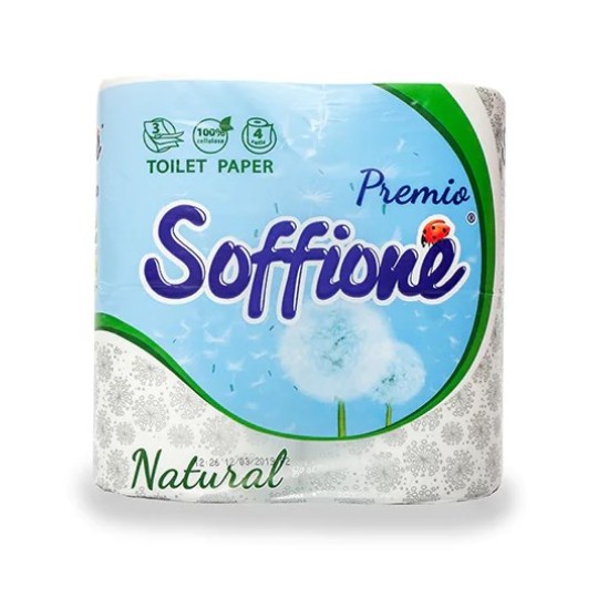 Туалетный рулон СГ 15г/м 3 шт белый 04 шт н/гл Soffione Natural
