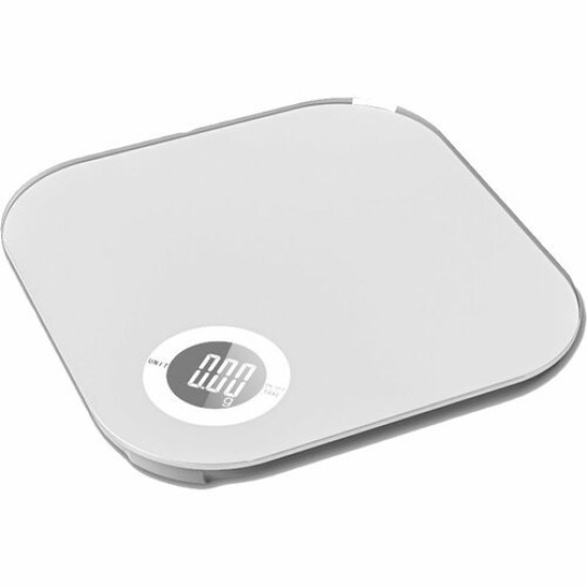 Весы кухонные GRUNHELM KES-10W (белые) максимальный вес 10кг, сенсорные, квадратные, с батареей 1х3VCR2032, закаленное стекло, abs-пластик