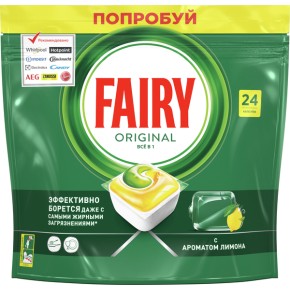 Таблетки для посудомоечных машин Fairy Original Все-в-одном Лимон 24 шт