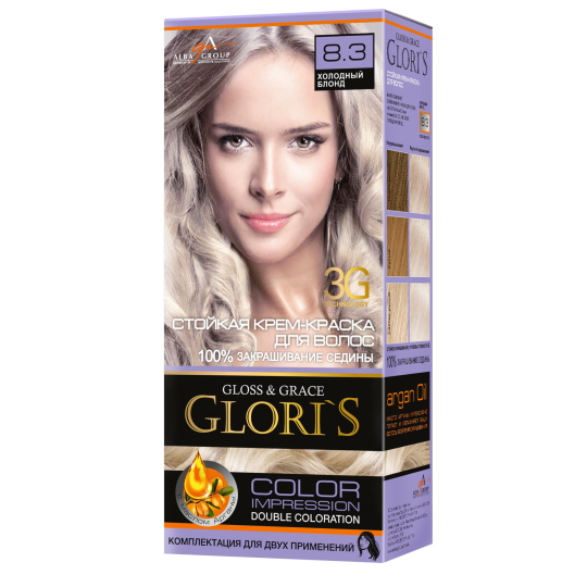 Фарба-крем д/вол GLORIS 8,3 Холодний блонд (42299)