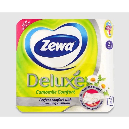 Tуалетная бумага белая Zewa Deluxe Pure ромашка (732) (30580)