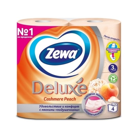 Tуалетний папір білий  Zewa Deluxe Pure персик (901) (30578)