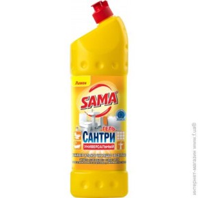 Засіб для чищення унітазів гель "SAMA" "Сантрі" "Сантрі" "Лимон" 1 л