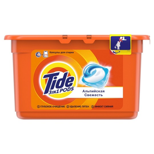 Капсули для прання Tide Альпійська свіжість 12штук по 24.8 г