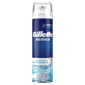 GILLETTE TGS Пiна для гоління Sensitive Cool (дбайливе охолодження) з ментолом 250мл