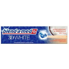 Зубна паста BAM 100мл 3D White Відбілювання і глибока чистка з Кокосовим маслом 100мл