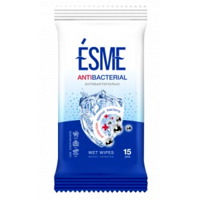 Вологі серветки антибактеріальні ТМ "ESME" 15шт