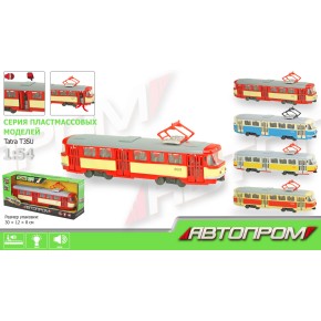 Трамвай "АВТОПРОМ" на батерейках, світло, звук, розмір 31*8*11,4 см (9708ABCD)