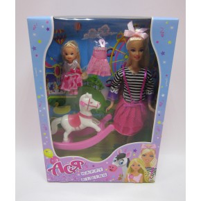 Набір з лялькою Асею 'Прогулянка верхи'; 28 см; блондинка; і маленькою лялькою 11 см (35104)