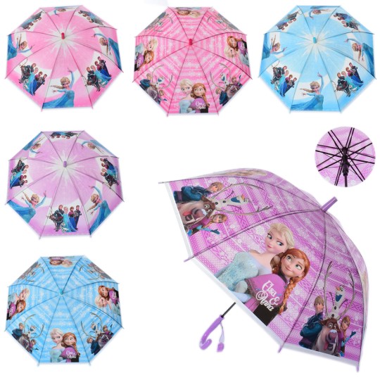 Зонтик детский MK 3630-2 длина 65 см,трость 60 см,диаметр 82 см,спица 48 см, клеенка, свисток, микс цветов