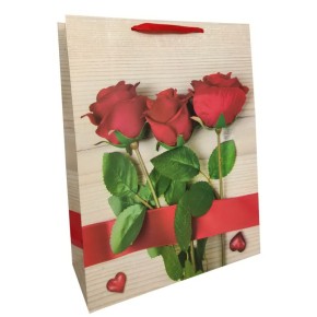 Пакет картон 200 грм, "Троянди зі стрічкою", 26*32*10 см (3217)