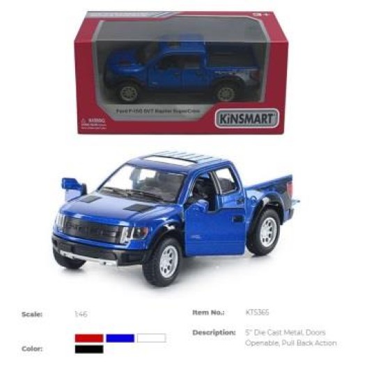 Модель джип 5" KT5365W FORD F-150 SVT RAPTOR SUPERCREW, метал, інерція, відкр. дв., 1:46 (KT5365W)