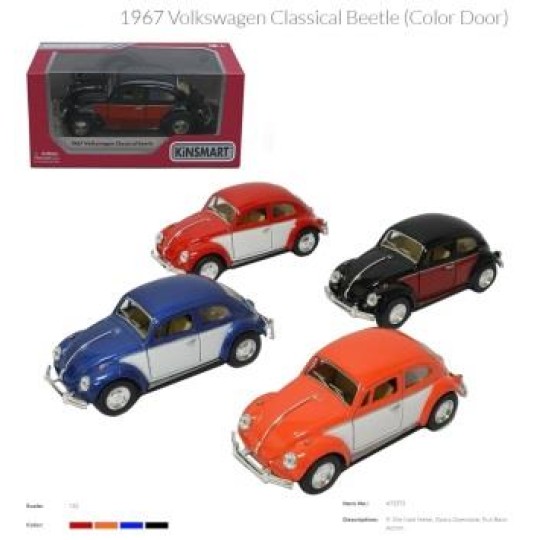 Модель легкова 5" KT5373W Volkswagen Classical Beetle (Color door), метал, інерція, відкр. дв. (KT5373W)