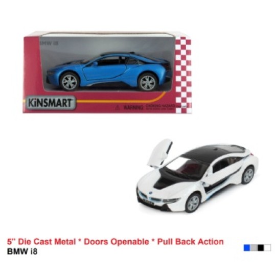 Модель легковая 5" KT5379W BMW I8, металл, инерция, откр. дв., 1:36 (KT5379W)