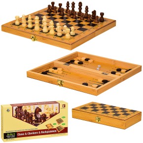 Настольная игра "Шахматы" 3в1, в коробке 30.5*5.5*15.5 см, р-р доски - 29.5*29.5*2.3 см (B311