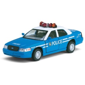 Модель легкова 5" KT5342AW FORD CROWN VICTORIA POLICE BLUE металева, інерційна, відкриваються двері 1:42 /96/ KT5342AW