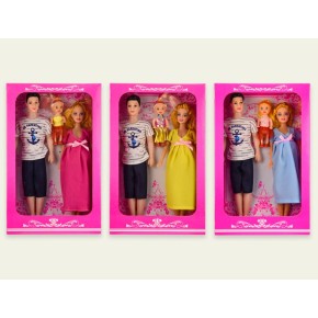 Кукла "Семья" 3 цвета, в коробке 20*6*32 см, р-р игрушки – 29 см /72-2/ Y007-4
