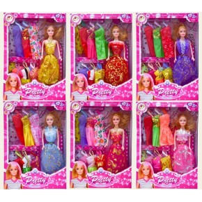 Кукла 6 видов с набором одежды, в коробке 23*5*33 см /84-2/ 823B