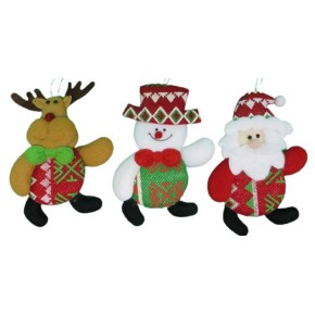 Игра на елку мягкая "Дед Мороз, Снеговик, Олень" 13 см 3 вида (100*12) 62838