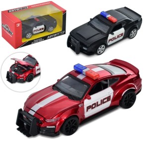 Машина AS-2910 АвтоМир, металлическая, инерционная, полиция, открывающийся капот, 2 цвета, 15,5-7,5-7см.