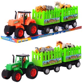 Трактор 906-169 інерційний, причеп, тварини 4 шт., 2 кольори, 52-16,5-10,5 см.