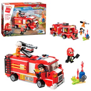 Конструктор Qman 12012 "Mine City": Пожарная машина с водяным насосом, 370 деталей